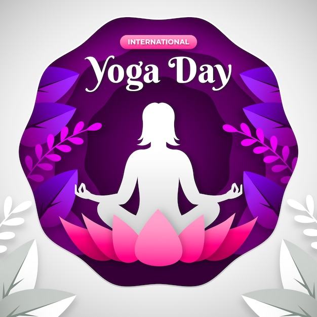 Vector international yoga day background in paper style