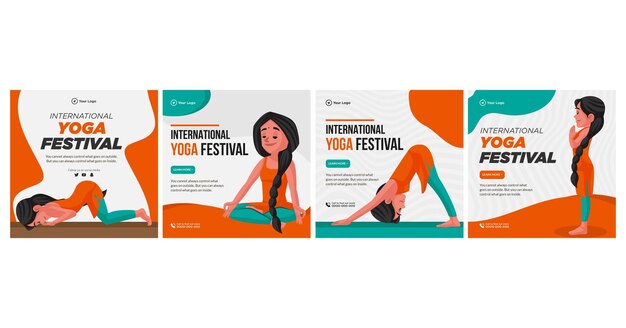 Vettore set di modelli di progettazione di banner per la giornata internazionale dello yoga