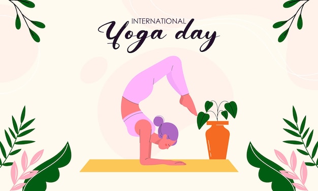 international yoga day celebration flat hand drawn illustration perfect for banner templates