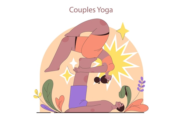 International yoga day Couple in a sportswear doing yoga together