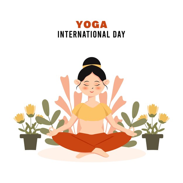 international yoga day flat illustration