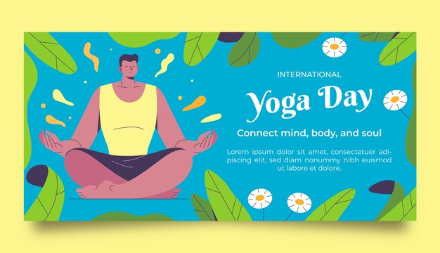International yoga day horizontal banner template