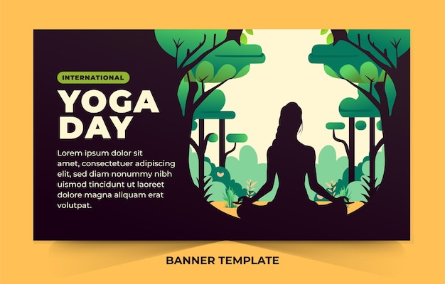 Vettore illustrazione della giornata internazionale dello yoga per il modello di progettazione di banner