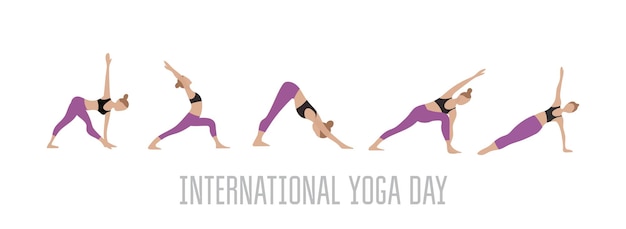 Illustrazione della giornata internazionale dello yoga in stile piatto