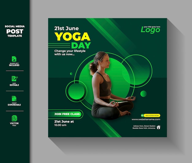 International yoga day social media post instagram square banner