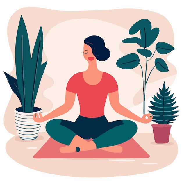 International yoga day vector meditation practice yoga colorful fitness concept