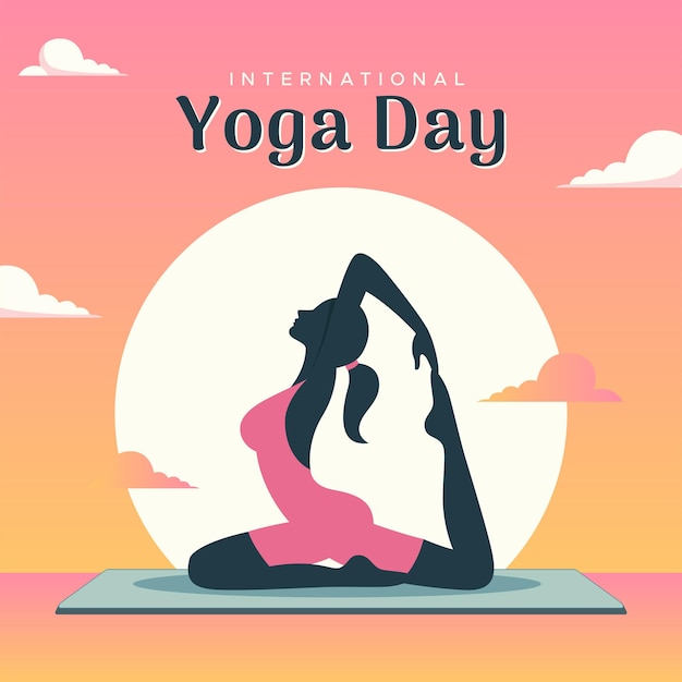 International Yoga Day Woman Exercise Vector