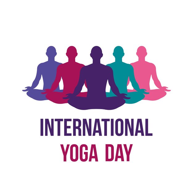 Vector international yoga day yoga body posture group of woman practicing yoga vector illustration design