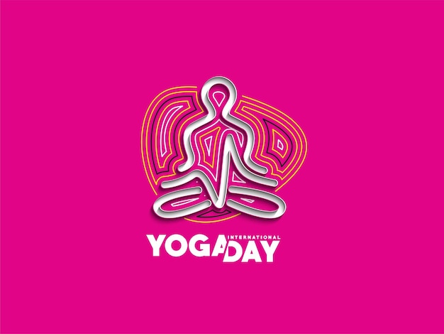 International yoga day young boy meditates post ad banner vector illustration