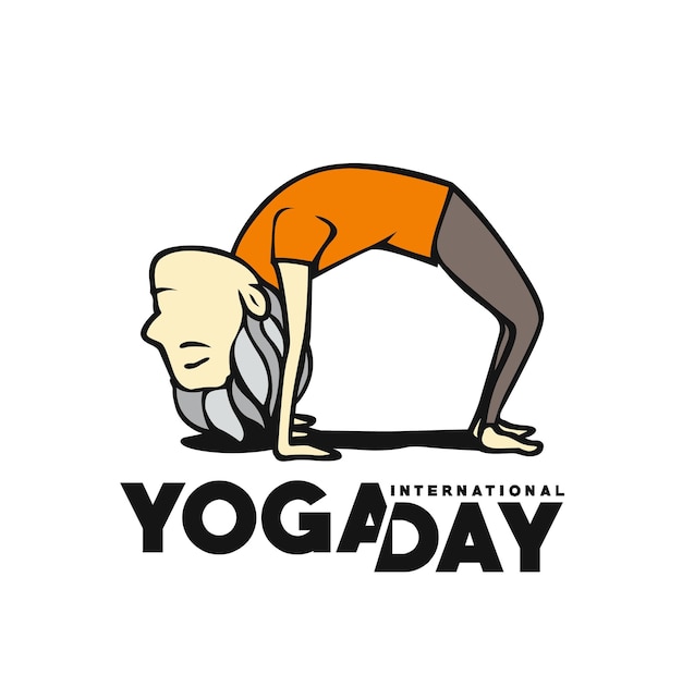 International yoga day young man meditates character vector illustration