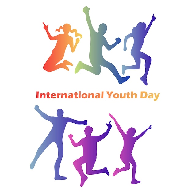 International Youth Day Banner With Young People