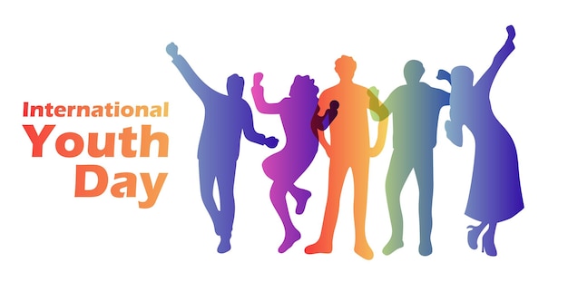 International Youth Day Banner With Young People