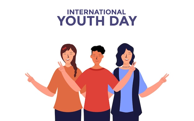 International Youth Day Celebration Friendly team cooperation friendship Card colorful crowd