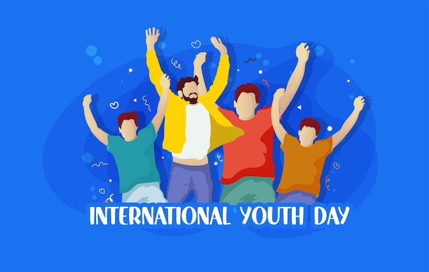 Celebrazione della giornata internazionale della gioventù, squadra amichevole, cooperazione, amicizia