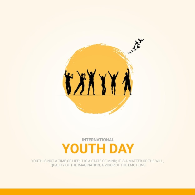 Международный день молодежи счастливый человек свободный вектор