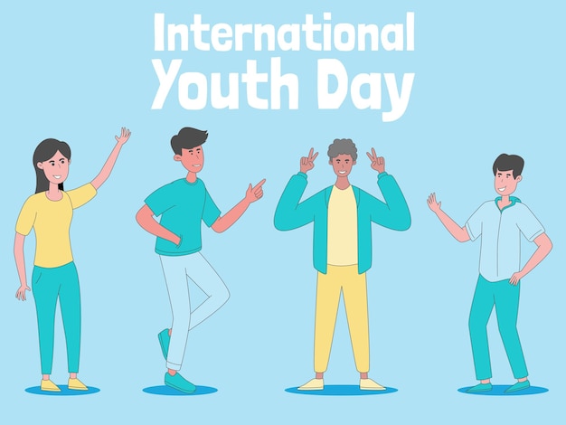 International youth day happy youth illustration background banner