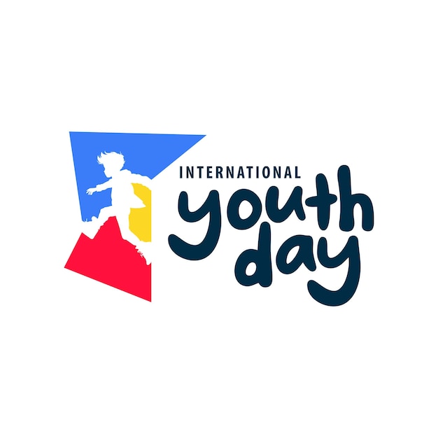 Vector international youth day typography funky colorful youth logo youth day illustration