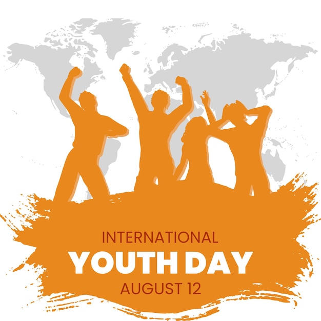 벡터 세계 지도 디자인 벡터 파일이 포함된 국제 청소년의 날 소원 게시