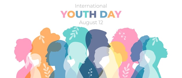 International Youth DayVector illustration with silhouettes of young people