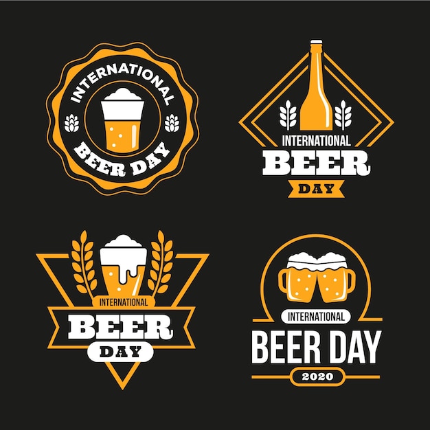 Vector internationale bierdag badges in plat ontwerp