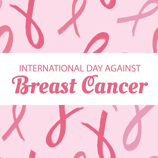 Internationale dag tegen borstkanker posterontwerp met tekst en getextureerd roze lintpatroon