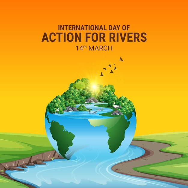 Internationale Dag van Actie voor Rivieren Wereldrivieren Dag wordt gevierd op 14 maart van elk jaar Rivieren