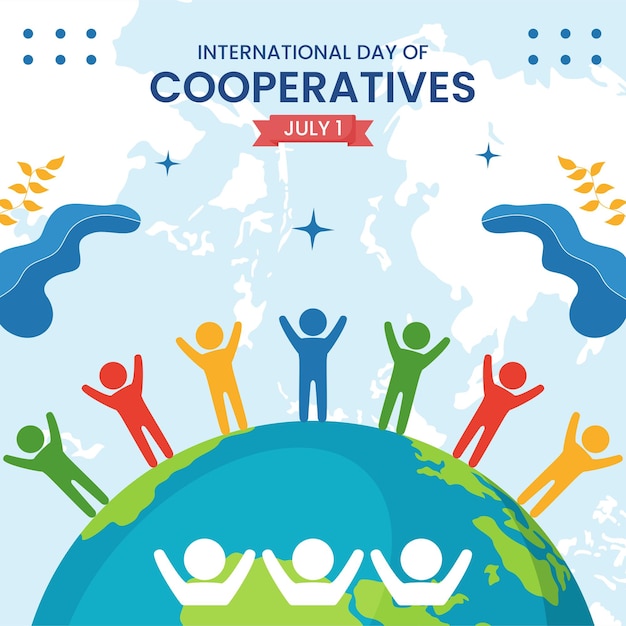 Internationale Dag van Coöperaties Sociale Media Achtergrond Illustratie Handgetekende Sjablonen