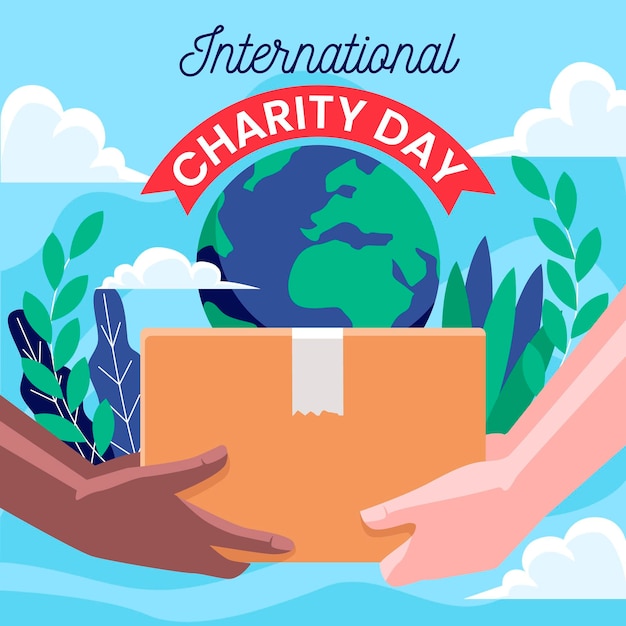 Vector internationale dag van de liefdadigheid platte ontwerp achtergrond