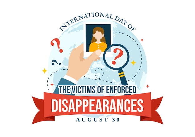 Internationale dag van de slachtoffers van gedwongen verdwijningen Illustratie met vermiste persoon