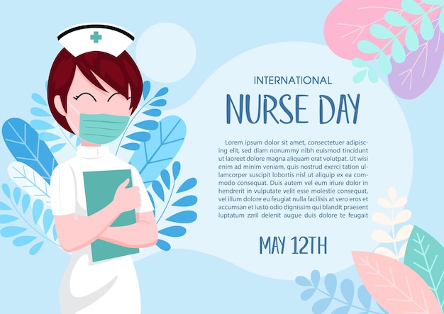 Internationale dag van de verpleegster-postercampagne in vlakke stijl en vectorontwerp