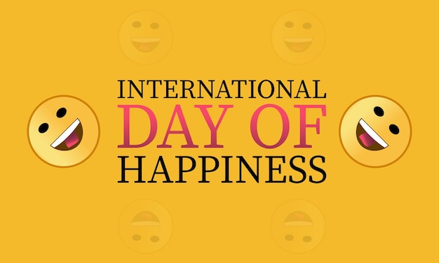 Internationale Dag van het Geluk wordt elk jaar op 20 maart gevierd Positive Face Vector banner flyer poster en sociale media template design