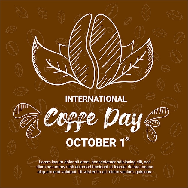 internationale dag van koffie lijntekening illustratie achtergrond sociale media advertenties post 1 oktober