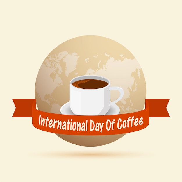 Vector internationale dag van koffie met een kopje koffie banner achtergrond