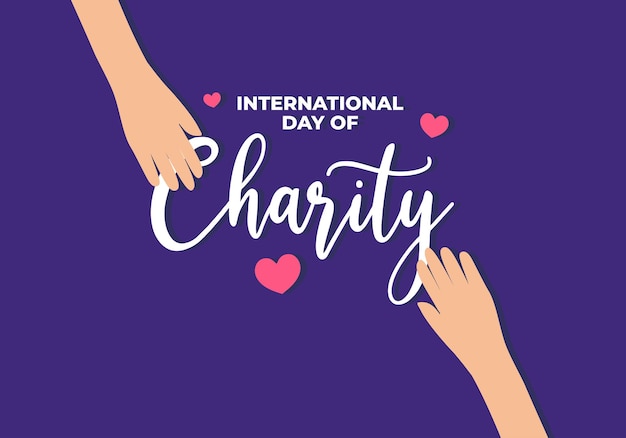 Internationale dag van liefdadigheid banner poster op 5 september met twee handen