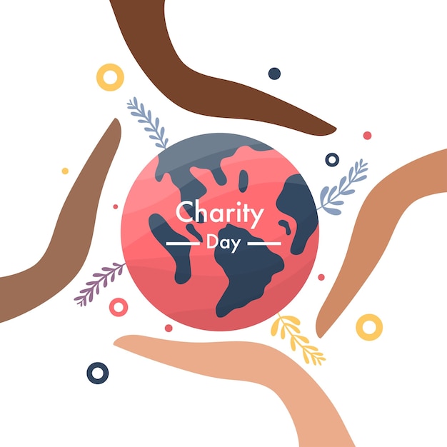 Internationale dag van liefdadigheid hand getekende achtergrond vector ontwerp illustratie