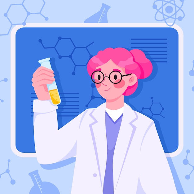 Internationale dag van vrouwen en meisjes in de wetenschappelijke illustratie