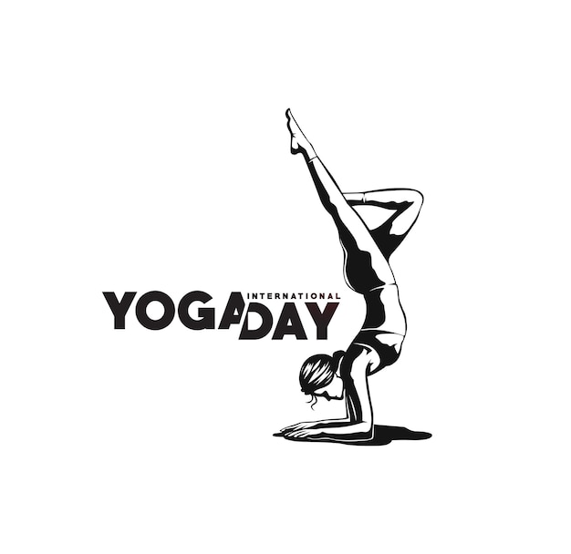 Internationale dag van yoga vrouw silhouet vectorillustratie