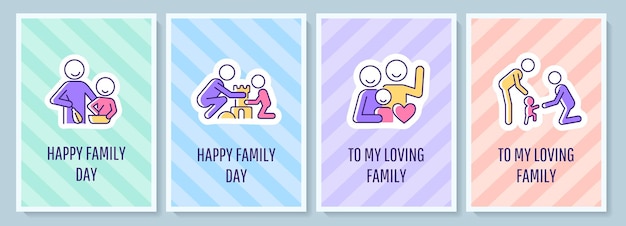 Internationale familiedag viering wenskaart met kleur pictogram element set. briefkaart vector ontwerp. decoratieve flyer met creatieve illustratie. notecard met felicitatiebericht