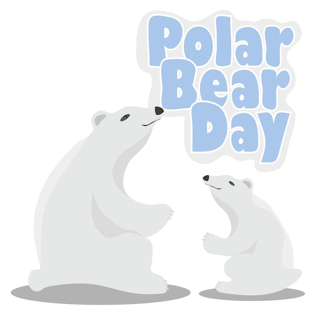 Internationale ijsbeer dag poster. Illustratie van schattige ijsbeer. IJsbeer wenskaart.