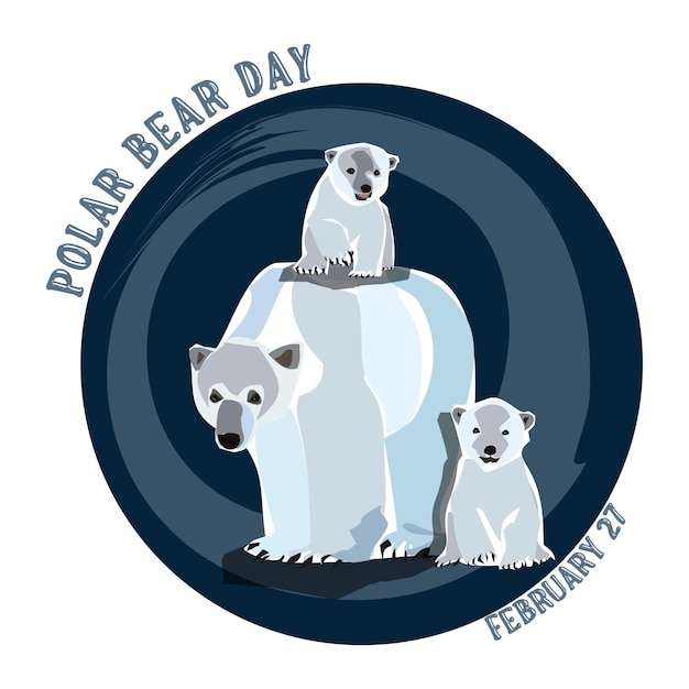 Internationale ijsbeerdag vector Polar Bear Day Poster of banner 27 februari Belangrijke dag