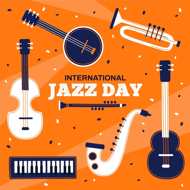 Internationale jazzdag in plat design