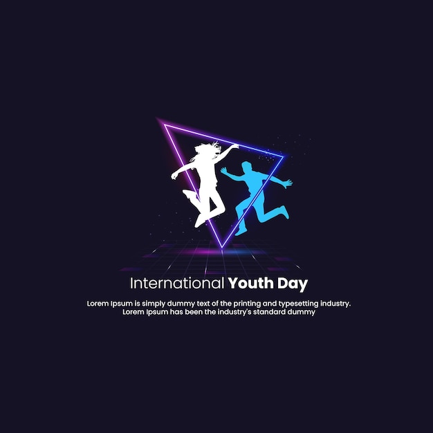 Internationale jeugddag Campagne vectorillustratie met kleurrijke menigte mensen