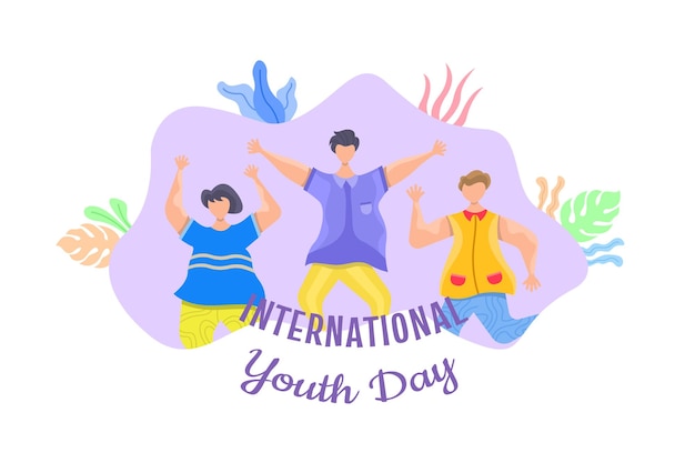 Internationale jeugddag vlakke afbeelding vector