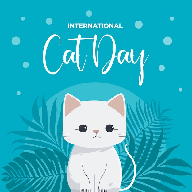 Internationale kattendag handgetekende illustratie