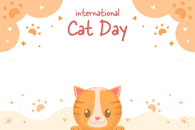 Internationale Kattendag illustratie met een schattige kat