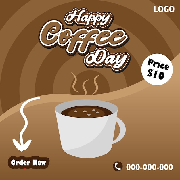 Internationale koffiedagposter - koffieconceptbanner voor reclame op sociale media