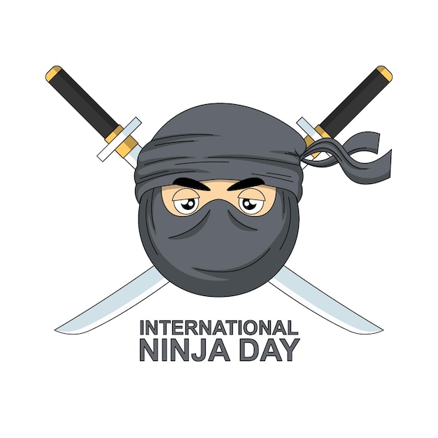 Internationale Ninja-dag achtergrondontwerp met cartoon ninja