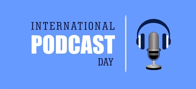 Internationale podcast dag microfoon podcast vector illustratie en tekst