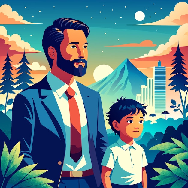 Internationale Vaderdag familie liefde illustratie digitaal