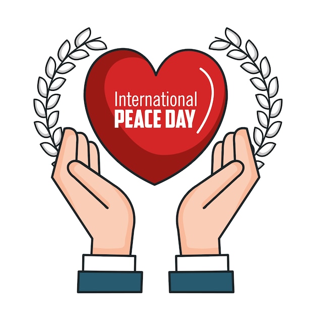 Internationale vredesdag handen hart poster